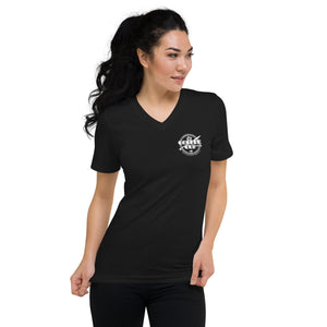 Black Unisex Short Sleeve V-Neck T-Shirt