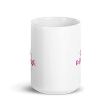 “Shhh.. Coffee First” white glossy mug, pink writing